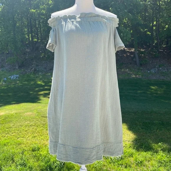 NWOT Anthro Maella Off-The-Shoulder Tunic Dress with Side Pockets, Small - Picture 2 of 16